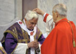Image of Pope Benedict XVI receiving ashes 